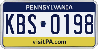 PA license plate KBS0198