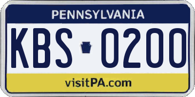 PA license plate KBS0200