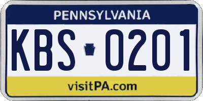 PA license plate KBS0201