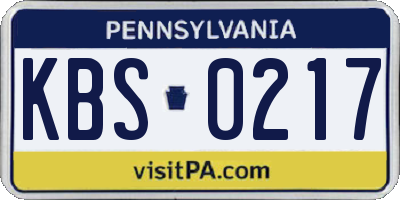 PA license plate KBS0217