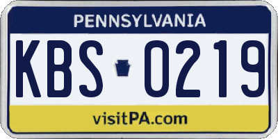 PA license plate KBS0219
