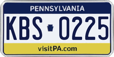PA license plate KBS0225