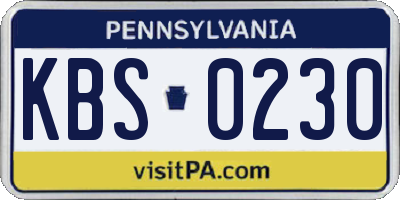 PA license plate KBS0230