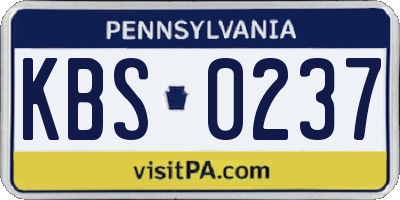 PA license plate KBS0237