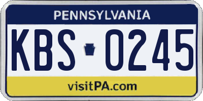 PA license plate KBS0245