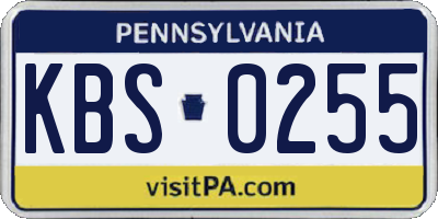 PA license plate KBS0255