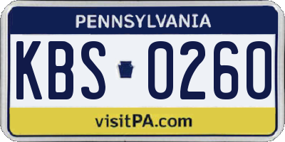 PA license plate KBS0260