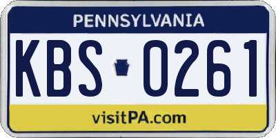 PA license plate KBS0261