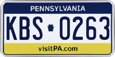 PA license plate KBS0263