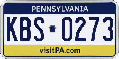 PA license plate KBS0273