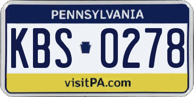 PA license plate KBS0278