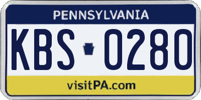 PA license plate KBS0280
