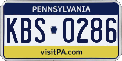 PA license plate KBS0286
