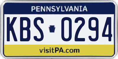 PA license plate KBS0294