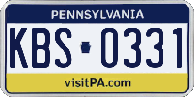 PA license plate KBS0331