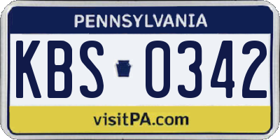 PA license plate KBS0342