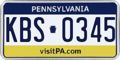 PA license plate KBS0345