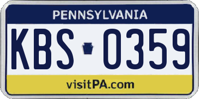 PA license plate KBS0359