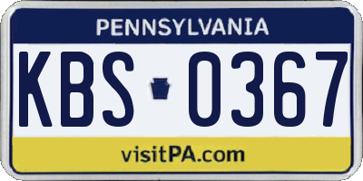 PA license plate KBS0367