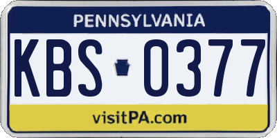 PA license plate KBS0377