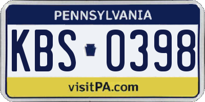 PA license plate KBS0398
