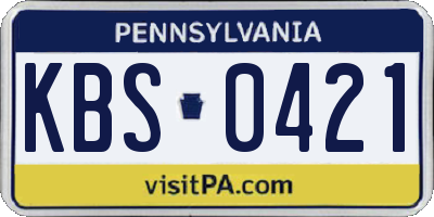 PA license plate KBS0421