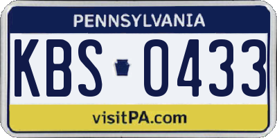 PA license plate KBS0433