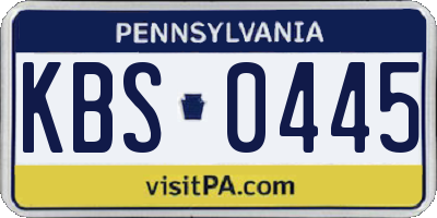 PA license plate KBS0445