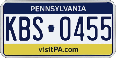 PA license plate KBS0455