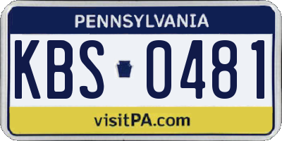 PA license plate KBS0481