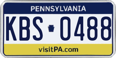 PA license plate KBS0488