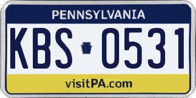 PA license plate KBS0531