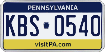 PA license plate KBS0540