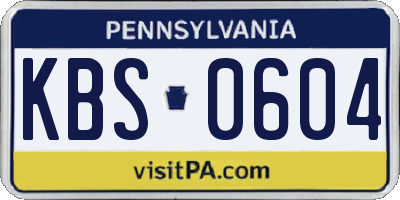PA license plate KBS0604