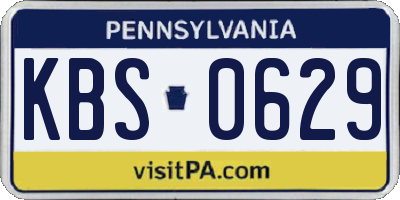 PA license plate KBS0629