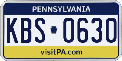 PA license plate KBS0630