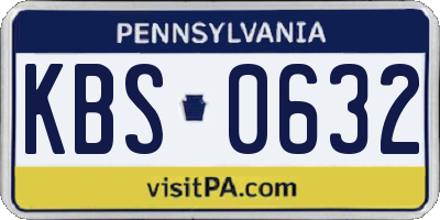 PA license plate KBS0632