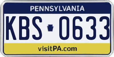 PA license plate KBS0633