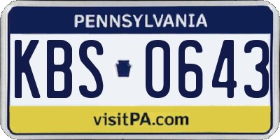 PA license plate KBS0643