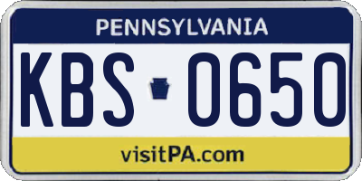 PA license plate KBS0650