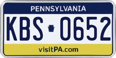 PA license plate KBS0652