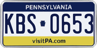 PA license plate KBS0653
