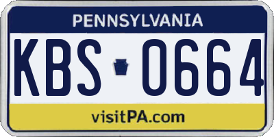 PA license plate KBS0664