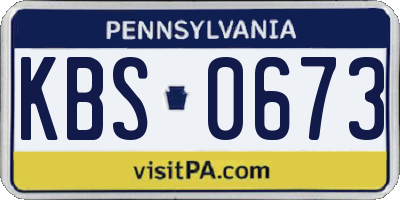 PA license plate KBS0673