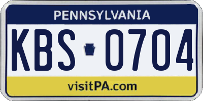 PA license plate KBS0704