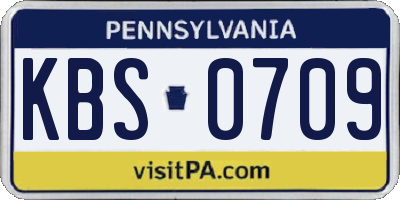 PA license plate KBS0709