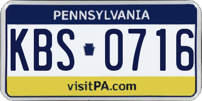 PA license plate KBS0716