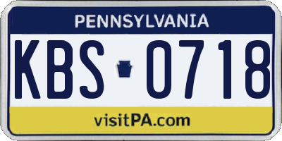 PA license plate KBS0718