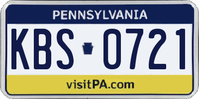 PA license plate KBS0721