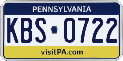PA license plate KBS0722